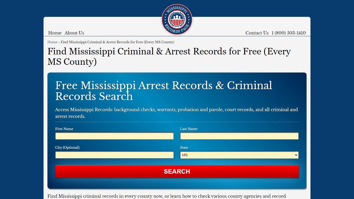 Find Mississippi Criminal & Arrest Records for Free (Every MS County)