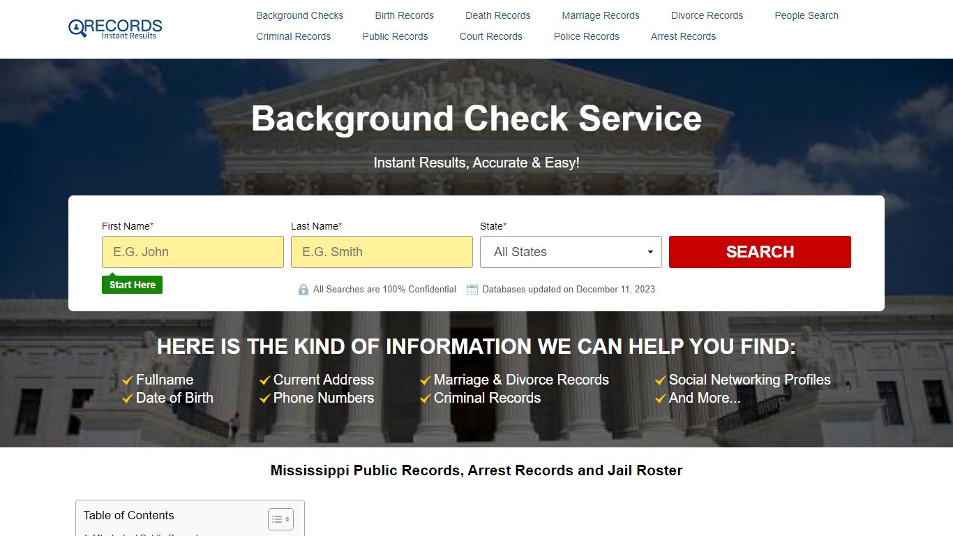 Mississippi Public Records, Arrest Records and Jail Roster