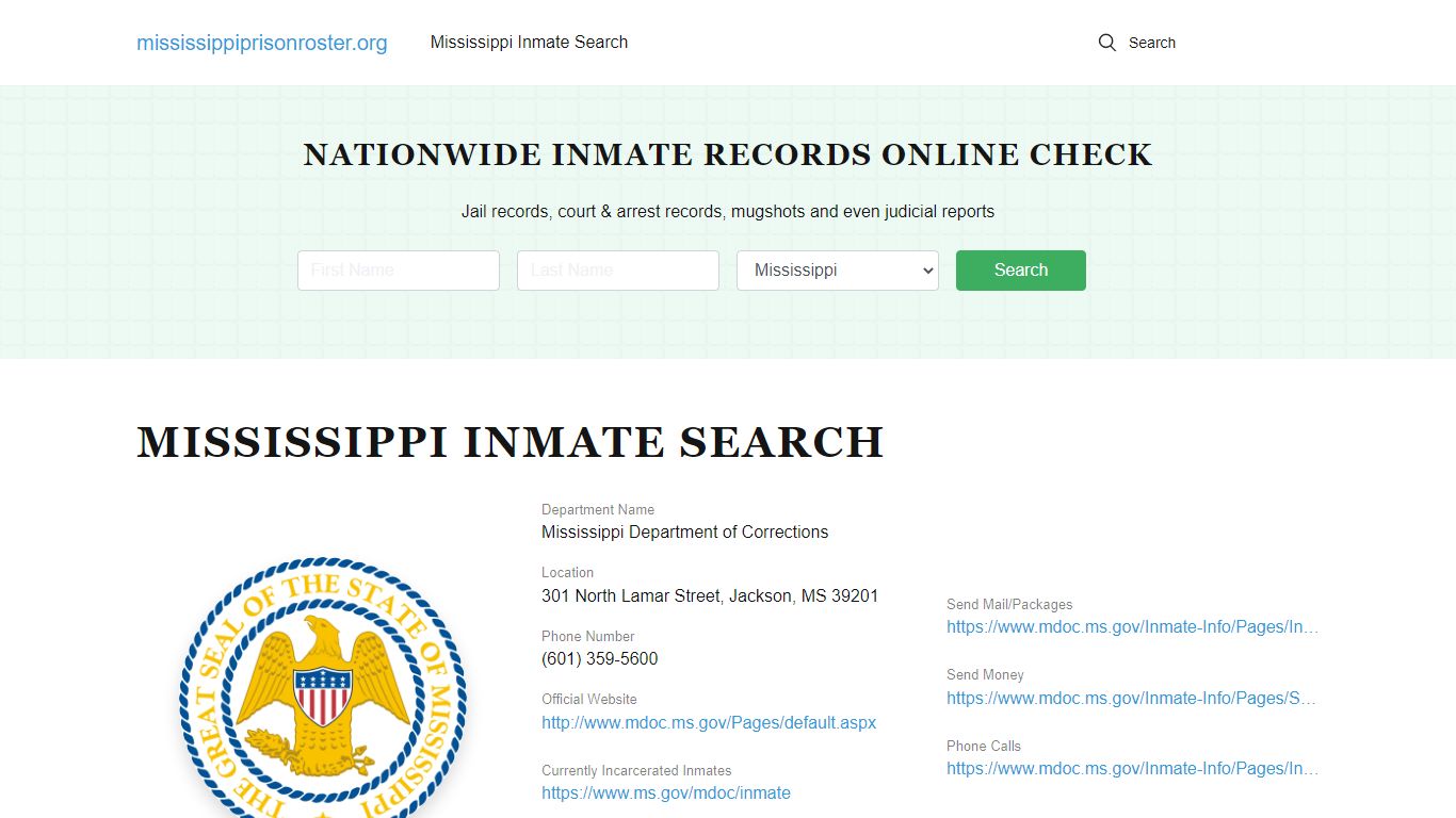 Mississippi Inmate Search - MS DOC Offenders Lookup